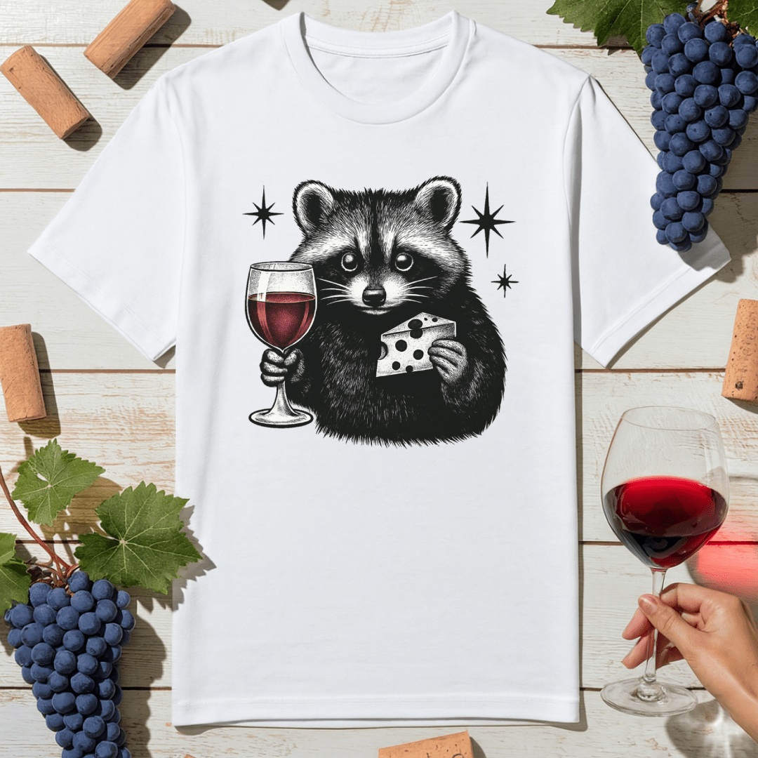 Wine & Cheese Raccoon T-Shirt