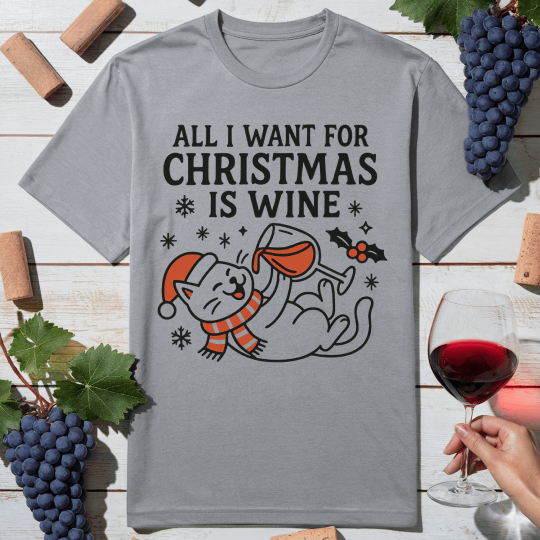 Christmas Wine Cat T-Shirt