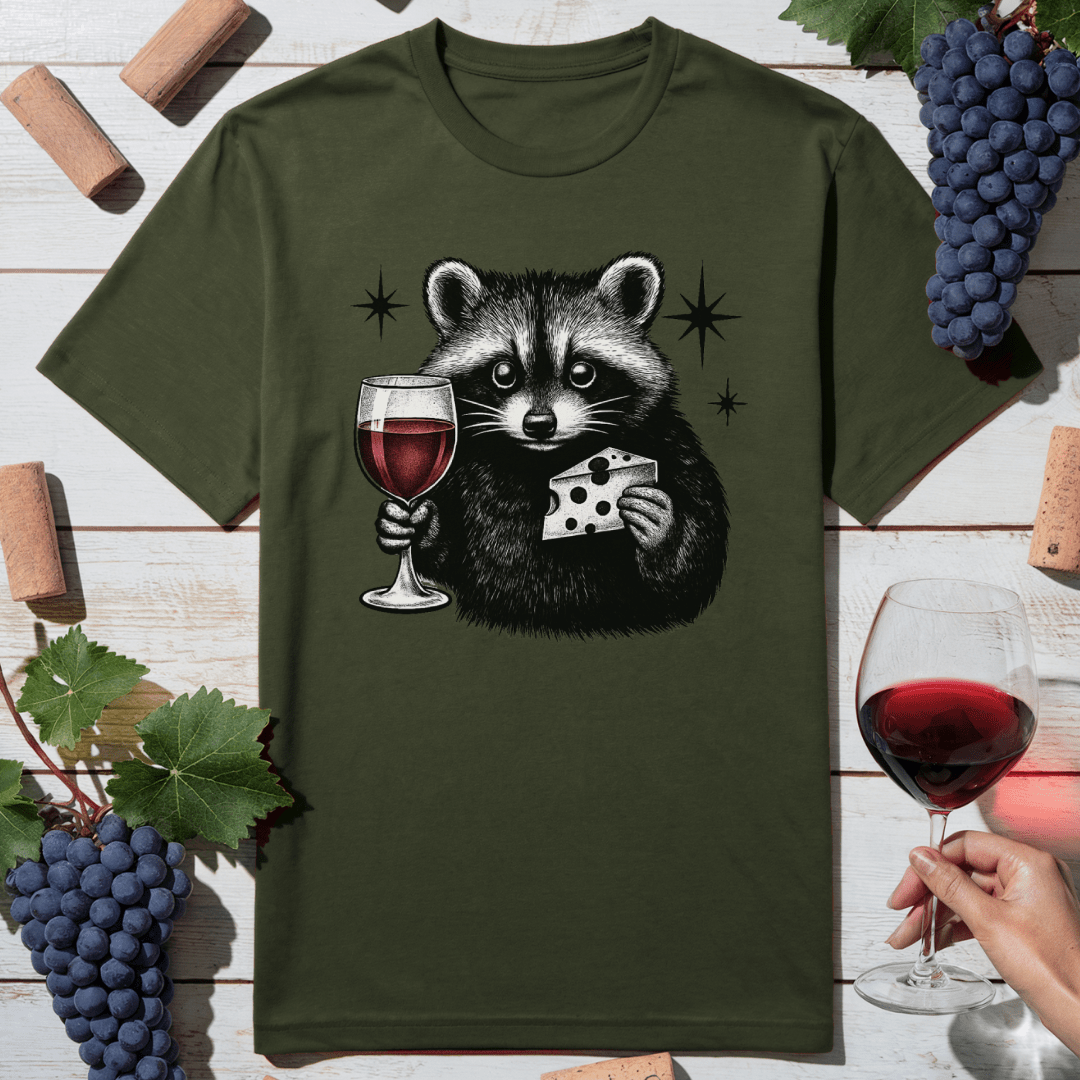 Wine & Cheese Raccoon T-Shirt