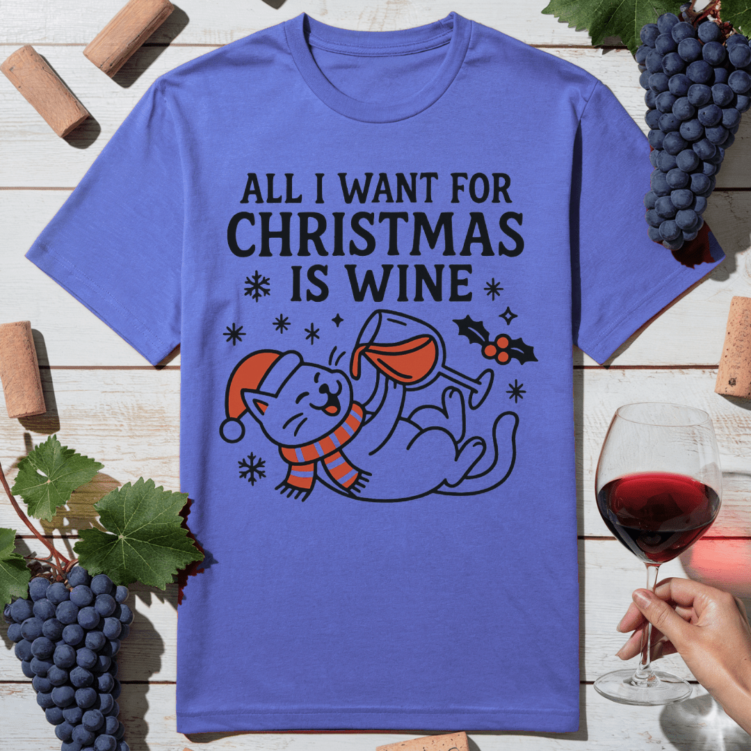Christmas Wine Cat T-Shirt