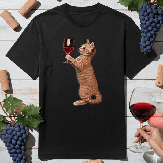 Cat with Wine Glass T-Shirt